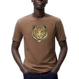 Tijger Paillette Strijk Embleem Patch Goud o peen bruin t-shirt