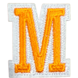 Alfabet Letter M Strijk Embleem Patch Oranje Wit