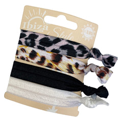 Ibiza Haargummi Schwarz Weiß Braun Panther Print