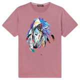 Paard Paarden Eenhoorn Strijk Applicatie Indianen Tooi op een oud roze t-shirtje