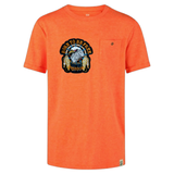 Born To Be Free Freedom Tekst Strijk Embleem Patch Small op een oranje t-shirtje