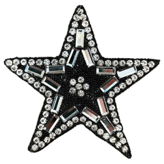 Stern-Strass-Emblem-Aufnäher zum Aufbügeln in Schwarz und Silber
