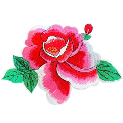 Pfingstrosen-Rosen-Blume XL-Emblem-Aufnäher zum Aufbügeln