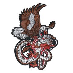 Adler, Adler, Adler, Drache im Kampf, XXL-Emblem-Aufnäher zum Aufbügeln