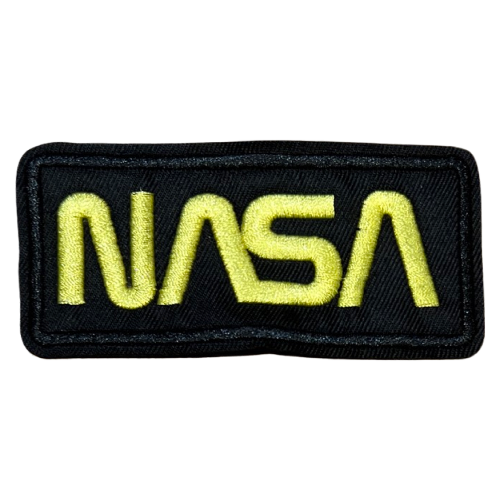 Nasa Tekst Embleem Strijk Patch Goud Zwart