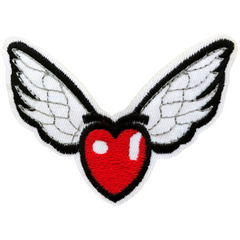 Herz-Herz mit Flügeln, Logo-Aufnäher zum Aufbügeln