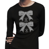 Strik Strikken Bow Strass Strijk Applicatie op een zwarte longsleeve