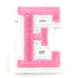 Wit Roze Alfabet Letter E Strijk Patch