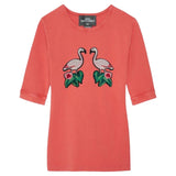 Flamingo Blad Bloem XL Patch Set op een oranje tuniek