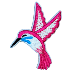 Kolibri-Vogel-Emblem-Aufnäher zum Aufbügeln, Rosa