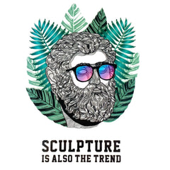 Die Männerbart-Skulptur ist auch die trendige Text-Bügelanwendung