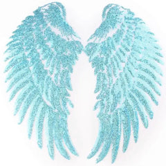 Wing Angel Paillette Wings XXL-Emblem-Patch-Set zum Aufbügeln, Hellblau