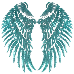 Wing Angel Paillette Wings XXL-Emblem-Patch-Set zum Aufbügeln, Blau