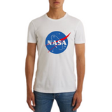 Nasa Embleem Strijk Full Color Applicatie Large op een wit t-shirt