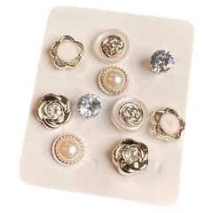Pin Brosche Stitch Pin Buttons Set Mixed Pearl Diamond 10 Stk