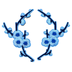 Blütenblumen-Emblem-Patch-Set zum Aufbügeln, Blau