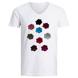 Rozen Patch Set Negen Kleuren op een wit T-shirt