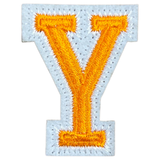 Alfabet Letter Y Strijk Embleem Patch Oranje Wit