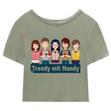 Trendy Mit Handy Strijk Applicatie op een kort groen shirt