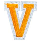 Alfabet Letter V Strijk Embleem Patch Oranje Wit