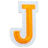 Alfabet Letter J Strijk Embleem Patch Oranje Wit