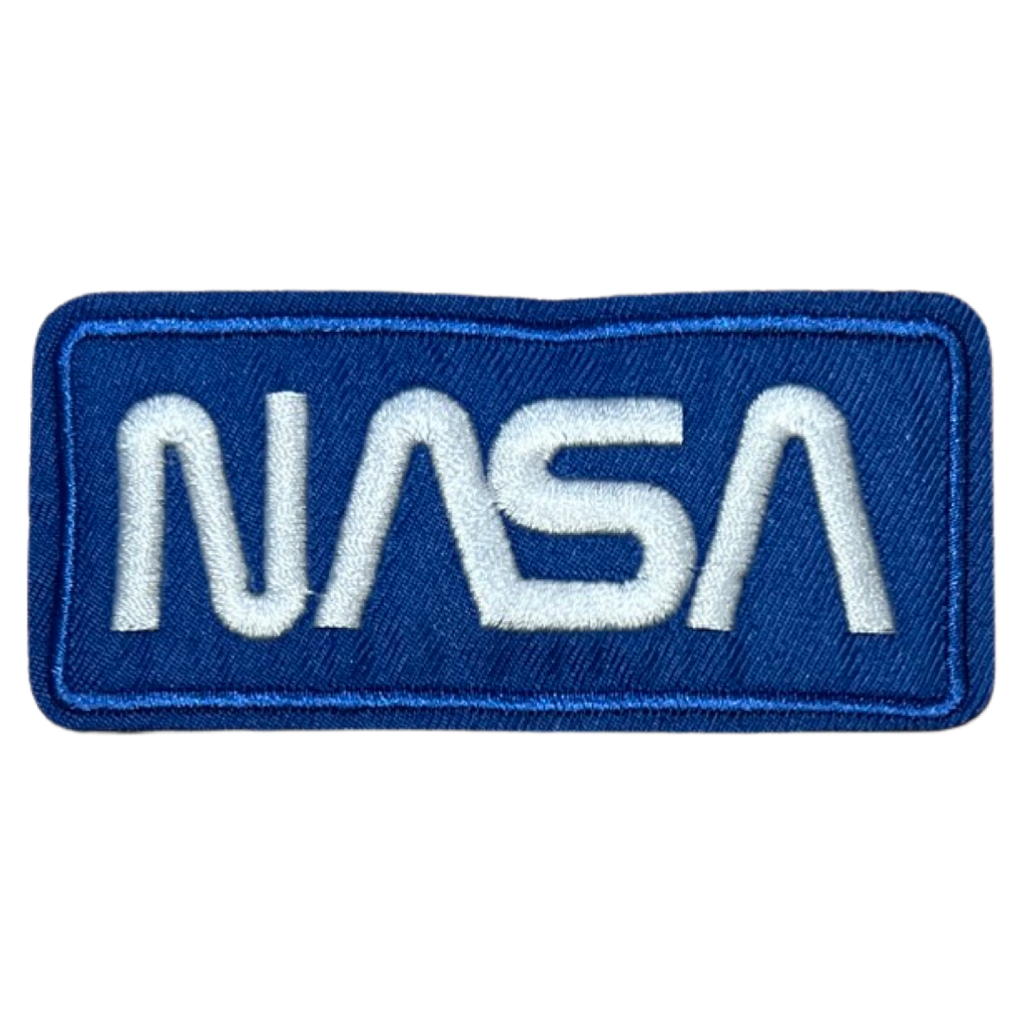 Nasa Tekst Embleem Strijk Patch Blauw Wit