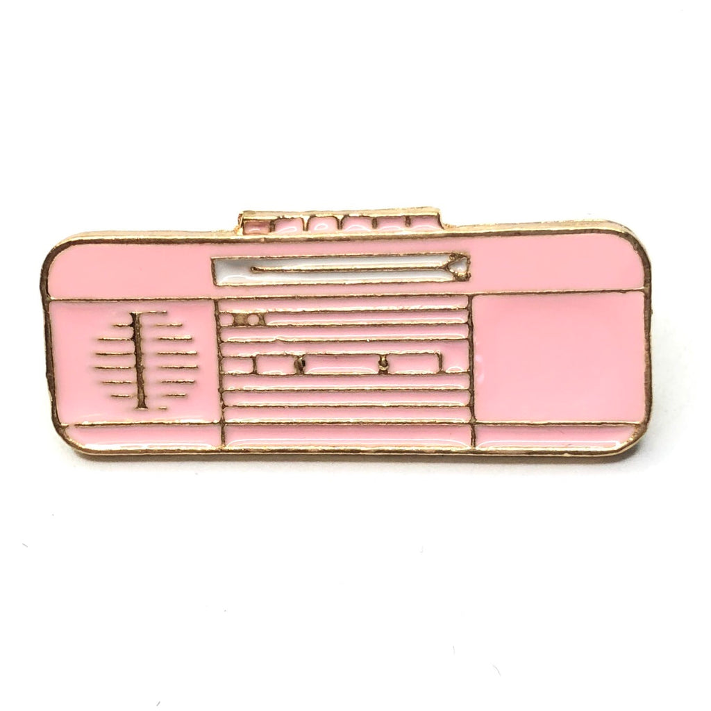 Retro Roze Radio Emaille Pin