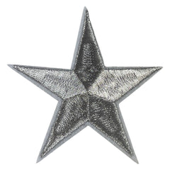 Stern-Stern-Emblem-Aufnäher zum Aufbügeln, silberfarben