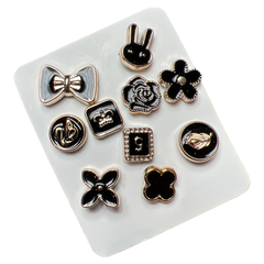 Pin Brosche Stitch Pin Buttons Set Schwarz Gold 10 Stück