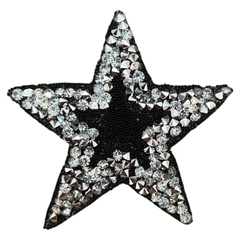 Stern-Strass-Emblem-Aufnäher zum Aufbügeln, silberfarben und schwarz