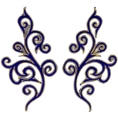 Venezianische Spitze, Cosplay, Pailletten, zum Aufbügeln, Aufnäher, Set, Blau und Gold