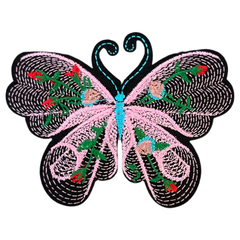 Schmetterling-Emblem-Aufnäher zum Aufbügeln, künstlerisches Rosa