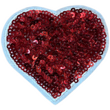 Hart Hartje Paillette Glitter Strijk Embleem Patch Rood