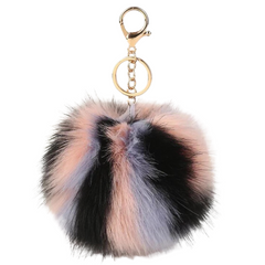 Schlüsselanhänger Pom Fluffy Bag Schlüsselanhänger Schwarz Lila Lachsrosa