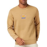 Bier Glazen Bierpull Proost Tekst Full Color Strijk Applicatie Small op een beige sweater