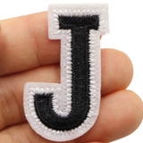 Alfabet Strijk Embleem Letter J Patch Zwart Wit