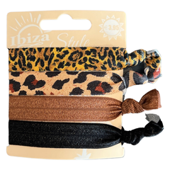 Haargummi im Ibiza-Stil, Animal-Print, braun und schwarz