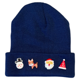 Pin Broche Steek Pin Knopen Set Kerst Christmas Winter B op een blauwe muts