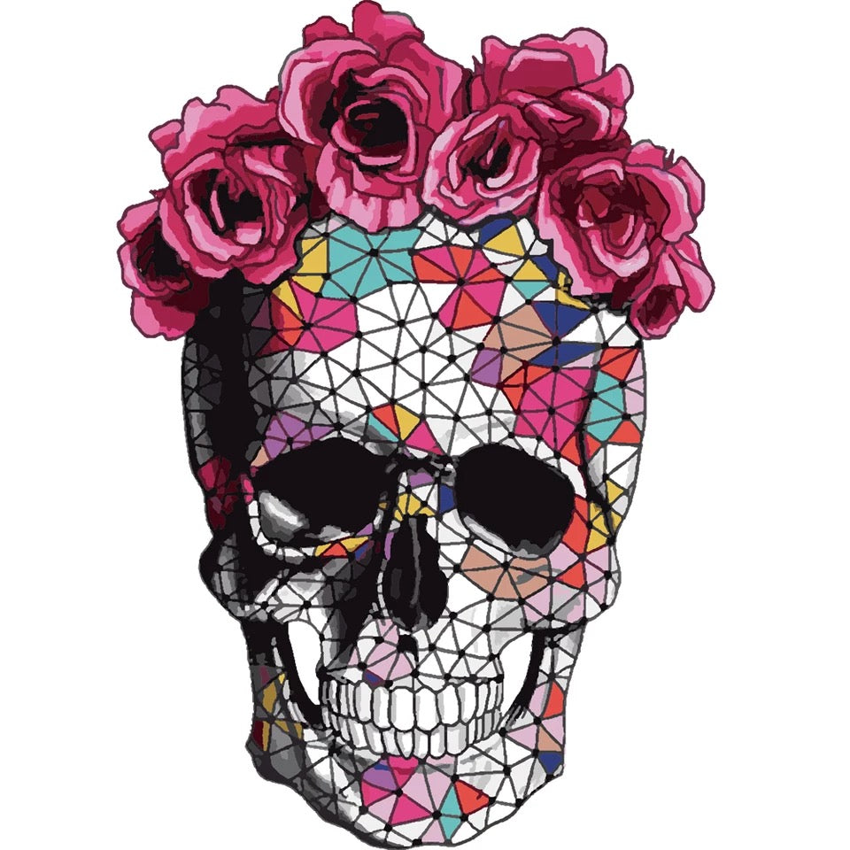 Doodskop Skull Bloemen Strijk XXL Applicatie