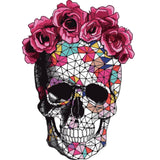 Doodskop Skull Bloemen Strijk XXL Applicatie