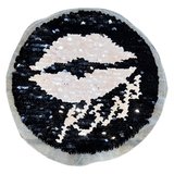 Mond Lippen Kiss Reversible Paillette Opnaai Embleem Patch in de tegenovergestelde richting gewreven