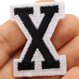 Alfabet Strijk Embleem Letter X Patch Zwart Wit