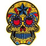 Schedel Sugar skull Strijk Embleem Patch Geel 