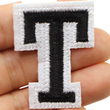 Alfabet Strijk Embleem Letter T Patch Zwart Wit