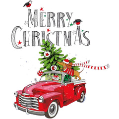 Weihnachten, frohe Weihnachten, Auto, Weihnachtsbaum, Dackel, zum Aufbügeln