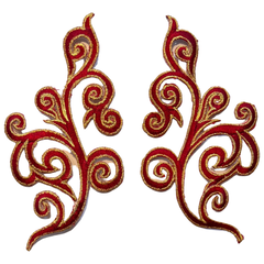 Cosplay venezianische Spitze, Pailletten, zum Aufbügeln, Aufnäher, Set, Burgunderrot