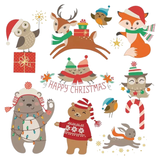 Happy Christmas Kerst Dieren Strijk Applicatie