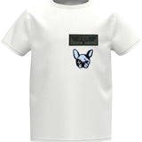 Hond Honden Bulldog Strijk Embleem Patch Small op een wit t-shirt