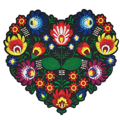 Lychee Floral Flower Power Herz XL-Emblem-Aufnäher zum Aufbügeln