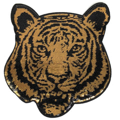 Tiger-Pailletten-Emblem-Aufnäher zum Aufbügeln in Gold